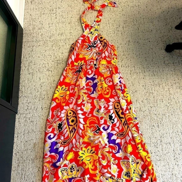 Beautiful J.Crew 100 % silk maxi sarong dress in bold floral  size 12 - Picture 3 of 12